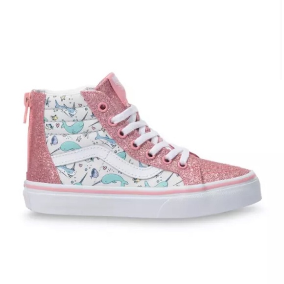 Vans Other - Vans Sk8-Hi Zip Up - (Shark Party) Pink glitter